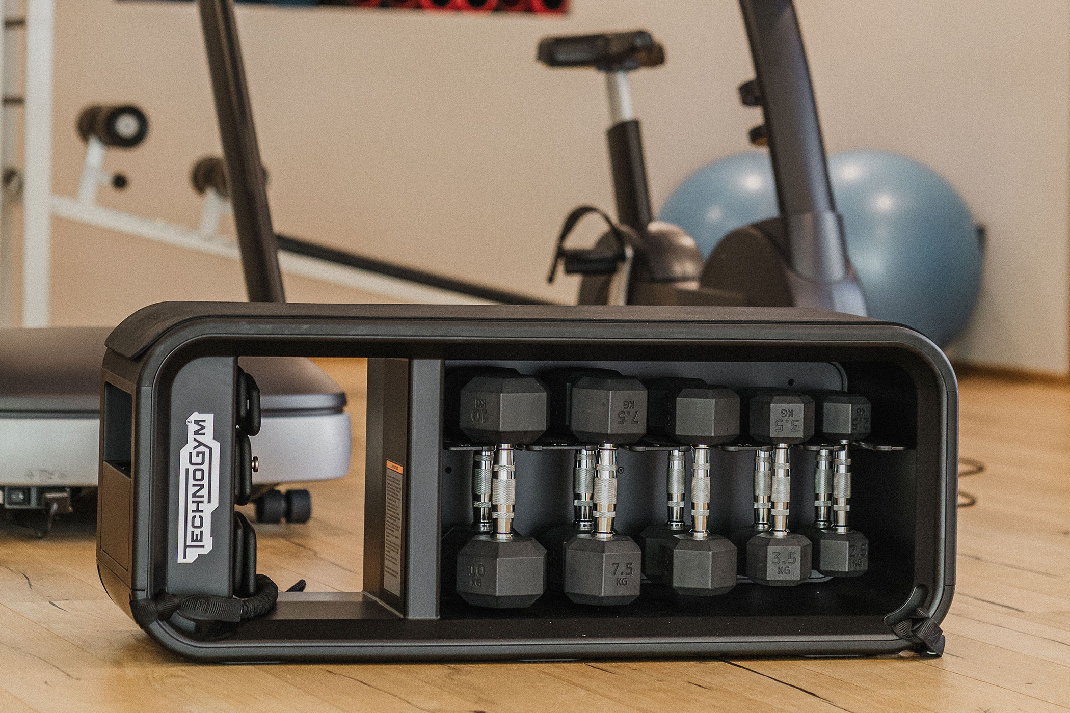 Kurzhanteln in einem Koffer